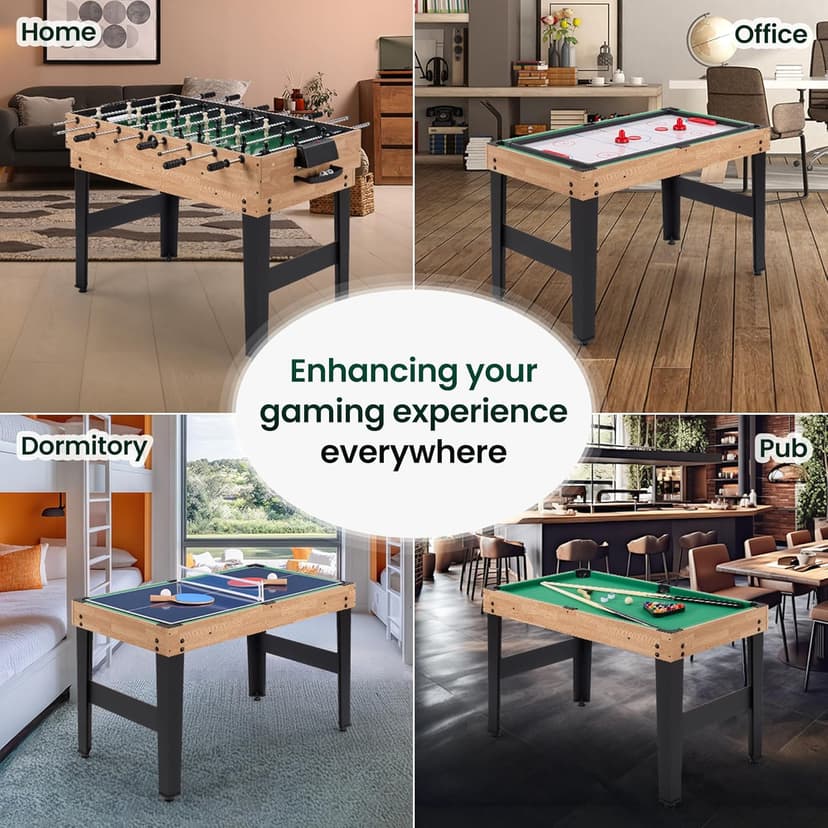 10-in-1 Foosball Table, 48" Combo Game Table - Ping Pong, Air Hockey, Pool, Soccer - All-in-One Game Table with Accessories for Indoor Outdoor Game Rooms and Family Game