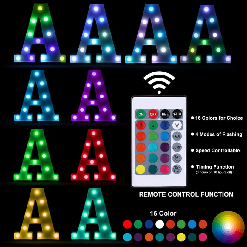 Foaky Upgraded Light Up Letters,Colorful Marquee Light Up Letter with Remote,Marquee Letters for Girl Gifts Teen Girl Gifts Trendy Stuff,Birthday Party Decoration (A)