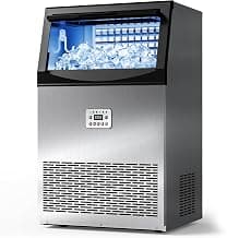 Tehanld Commercial Ice Maker Machine, 110LBS/24H with 33LBS Large Storage Capacity, 50 Ice Cubes/15 Mins, Ice Machine with Self-Cleaning & Water Filter, Under Counter & Freestanding for Home, Bar