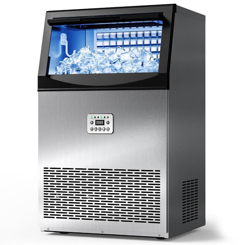 Tehanld Commercial Ice Maker Machine, 110LBS/24H with 33LBS Large Storage Capacity, 50 Ice Cubes/15 Mins, Ice Machine with Self-Cleaning & Water Filter, Under Counter & Freestanding for Home, Bar