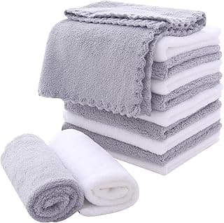 MOONQUEEN Microfiber Facial Cloths Fast Drying Washcloth 12 Pack - Premium Soft Makeup Remover Cloths - Highly Absorbent