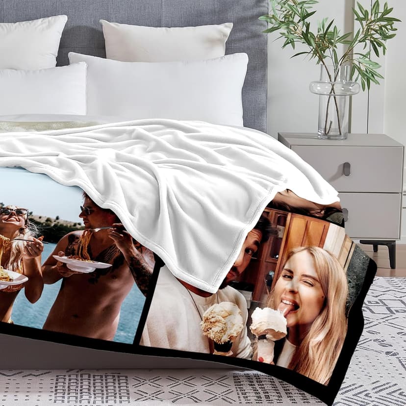 Yofair Ships Next Day, Custom Blanket with Picture Soft Fleece Throw Blanket Anniversary Couple Gifts Personalized Photo Blankets Birthday Gifts for Women Boyfriend Girlfriend Wife Husband B0FM3VF654