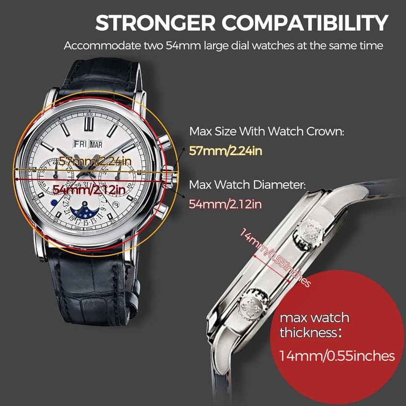 BEWISHOME BEWISHOME Watch Winder for Automatic Watches, Automatic Watch Winder Box Watch Spinner with LED Light, Double Watch Winder with Quiet Motor Wooden 4 Modes Battery or Type-C Adapter, Brown SYQ02Y