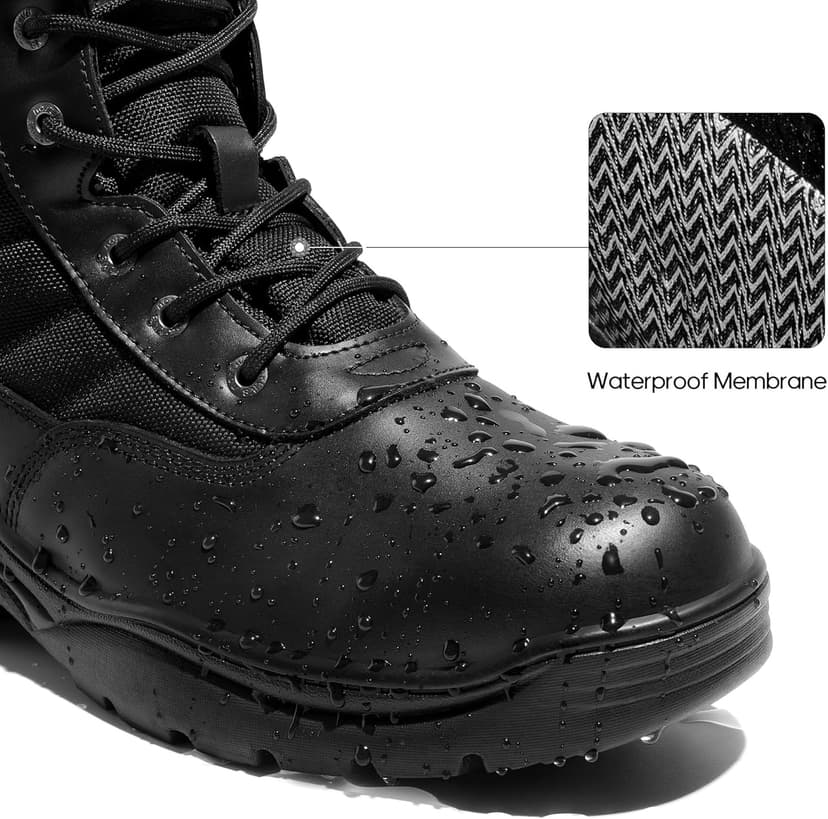 NORTIV 8 Men's Waterproof Tactical Work Boots Leather Outdoor Hiking Military 6 Inches Motorcycle Combat Boots