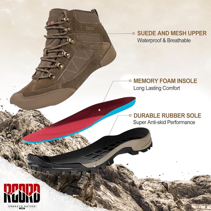 R CORD Hiking Boots Women Waterproof Ankle Support Womens Hiking Boots Backpacking Boots Breathable Non-slip Durable Boots for Outdoors