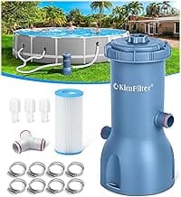 KimFilter Pro Series 1000 GPH Above Ground Pool Filter Pump, Powerful Pool Cartridge Filter Pump, Water Circulation and Filtration System -Improved Water Clean & Clarity, Pools Pumps Above Ground-Gray