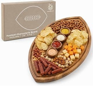 Solid acacia wood, not bamboo, football shaped cutting board. Football gifts for women, coaches, and tailgate hosts. American Football Charcuterie Board 16X9.5 Inch, Game Day Hosting Tray B0F4PNFBW6
