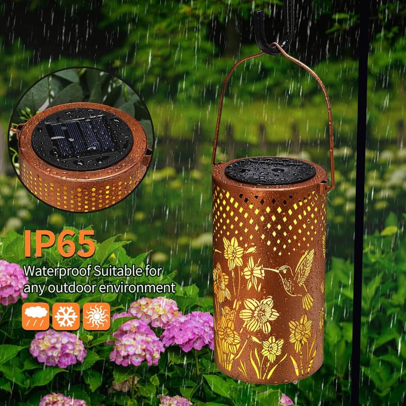 Solar Lanterns Outdoor Waterproof Hummingbird Garden Decorations Gifts for Women Gifts for Mom Grandma Birthday Gifts Hanging Solar Lanterns Outdoor for Patio Decoration, Deck, Lawn, Passageway