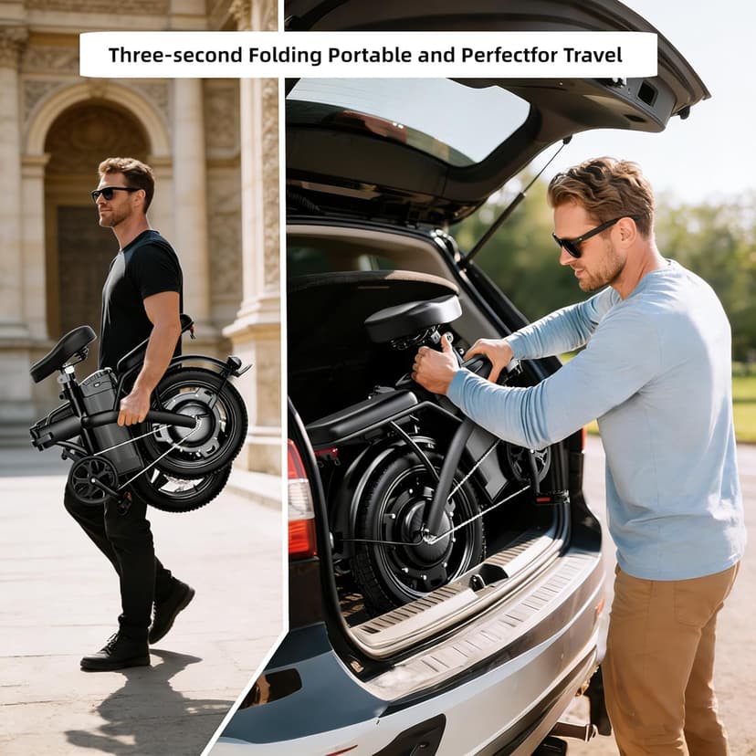 Electric Bike for Adults&Teens,550w Motor | 48V 12V Removable Battery | 23Mph Speed | PAS Mode 35 Miles Range | 14" Foldable E-Bike | Dual Disc Brakes | Ul 2849 Certified | Commuter Mini Bikes