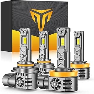 Termitor H11 9005 Light Bulbs Combo, 180000LM 1600% High and Low Beam Bulbs, 6500K White, 1:1 Mini Size H8/H9 HB3 Fog Light, 10 Years Lifespan, Plug and Play, Pack of 4.