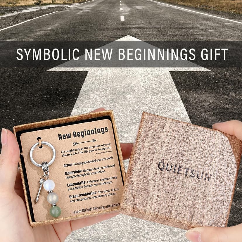 Quietsun Keychain Cute Women Gifts-New Beginnings/Birthday Gifts for Best Friends/Families/Coworkers B0GTZCSP88