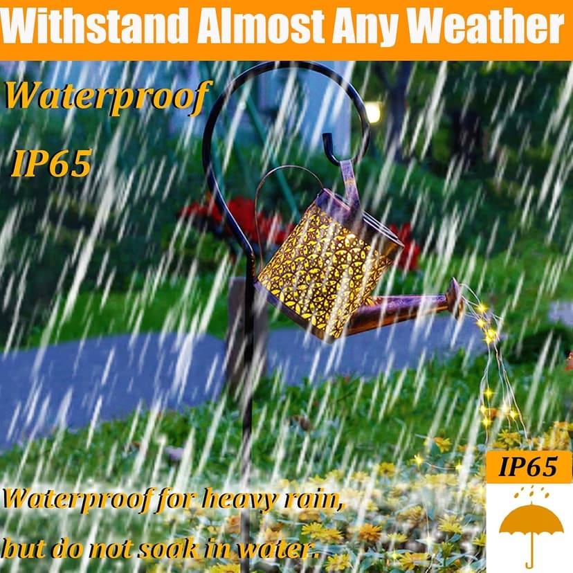 Unique Birthday Gardening Gifts for Women,Metal Solar Lanterns Outdoor Waterproof,Yard Art Cascading Lights,Patio Lawn decor Merrytech Solar Watering Can Light,Garden Decor Gifts for Mom Grandma Large B099FKMHQN