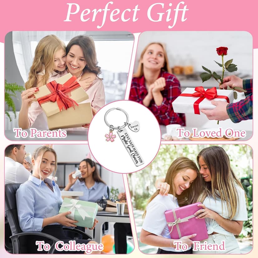 Ouligay 18th Birthday Gift for Girls, 18 Year Old Girl Birthday Gifts, Sweet 18 Gifts Keychain for Girls, 18th Party Decoration Favors for Teen Girl Daughter Sister Best Friend B0FDKSXMC7