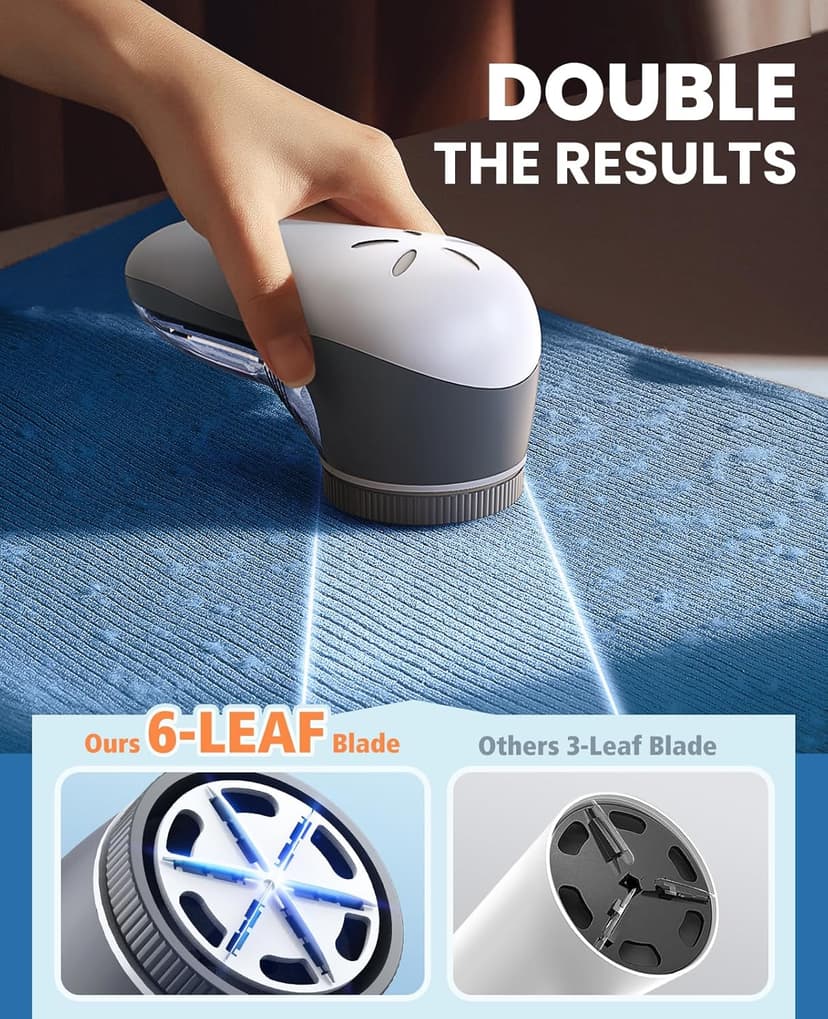 POPCHOSE Fabric Shaver, Sweater Shavers to Remove Pilling, Lint Shaver with 6-Leaf Blades, Electric Lint Remover for Clothes, Couch, Furniture, Fuzz, Lint Ball, Pillings, USB Rechargeable