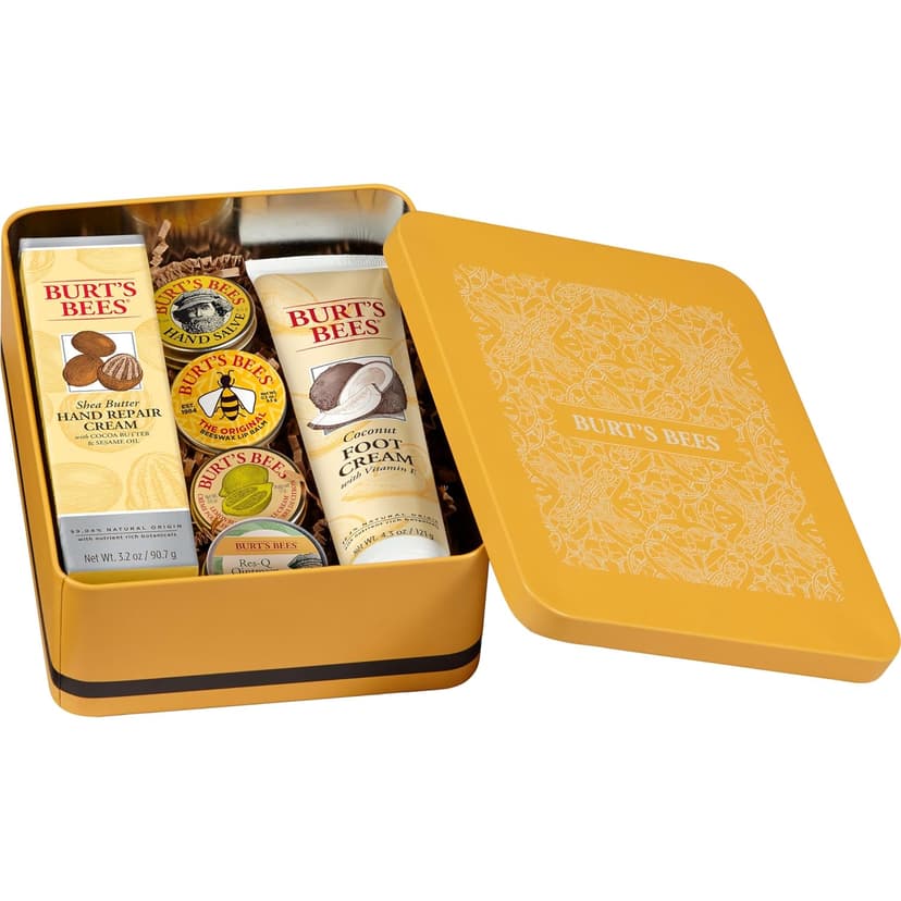 Burt's Bees Back To School Gifts Ideas - Classics Set, 6 Products in Giftable Tin – Cuticle Cream, Hand Salve, Lip Balm, Res-Q Ointment, Hand Repair and Foot Cream