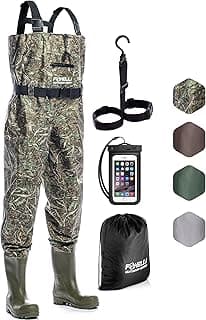 Foxelli Chest Waders – Waterproof 2-ply Nylon/PVC Camo Hunting Fishing Waders for Men and Women with Boots