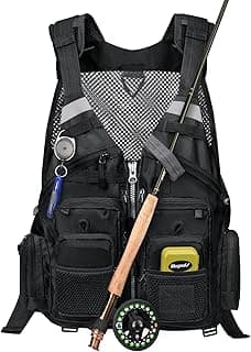 Gonex Fly Fishing Vest for Men Women, Comfortable Adjustable Fishing Vest with Multi-Pockets Reflective Stripes