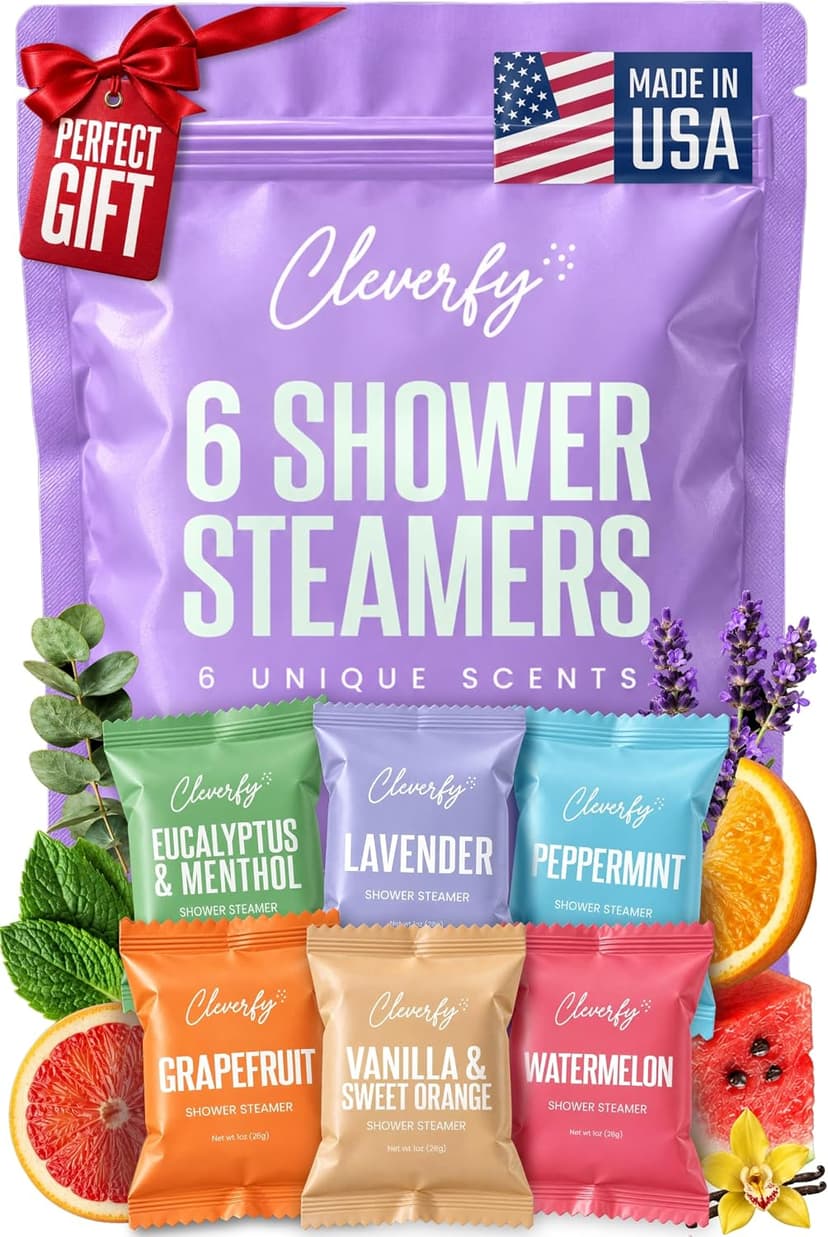 Cleverfy Shower Steamers Aromatherapy for Women and Men – Self-Care Shower Bombs for Stress Relief and Relaxation – 6 Tablets