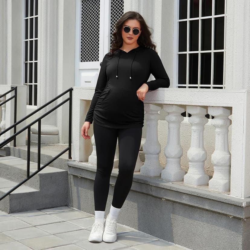 GINKANA Maternity Hoodie Long Sleeves Shirts Casual Maternity Top Pregnancy Sweatshirt Casual Clothes