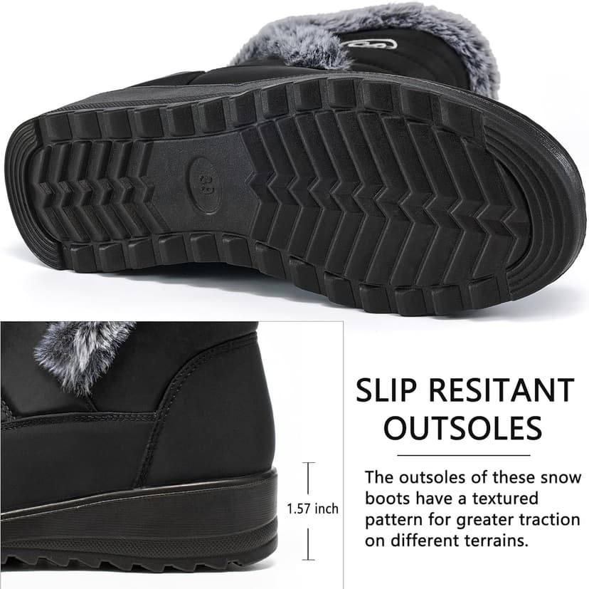 HARENCE Womens Winter Boots Comfort Snow Warm Fur Lined Outdoor Waterproof