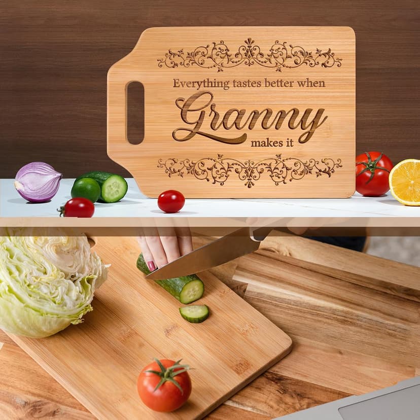 AceThrills Granny Gifts for Granny Birthday, Christmas from Grandkids - Engraved Bamboo Cutting Board 12.3"L x 8.7"W x 0.4"Th B0CYL84JGG
