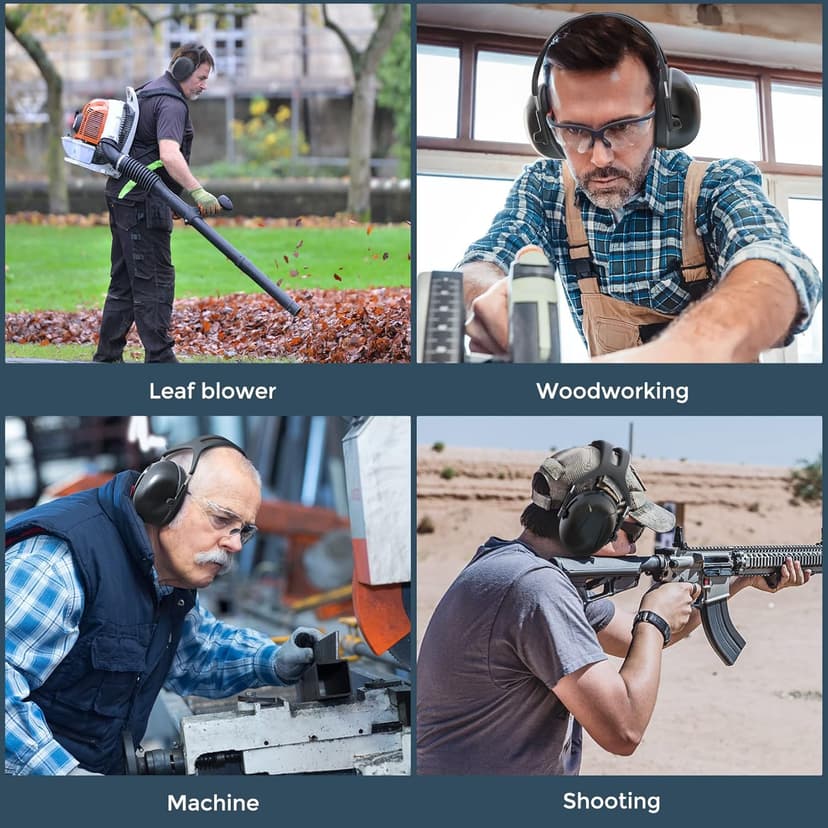 SNR 35dB Hearing Protection Ear Muff, Effective Ear Protection, Noise Cancelling Headphones for Adults Kids Mowing Autism, Adjustable Noise Cancelling Ear Muffs, Safety Earmuffs with Storage Bag