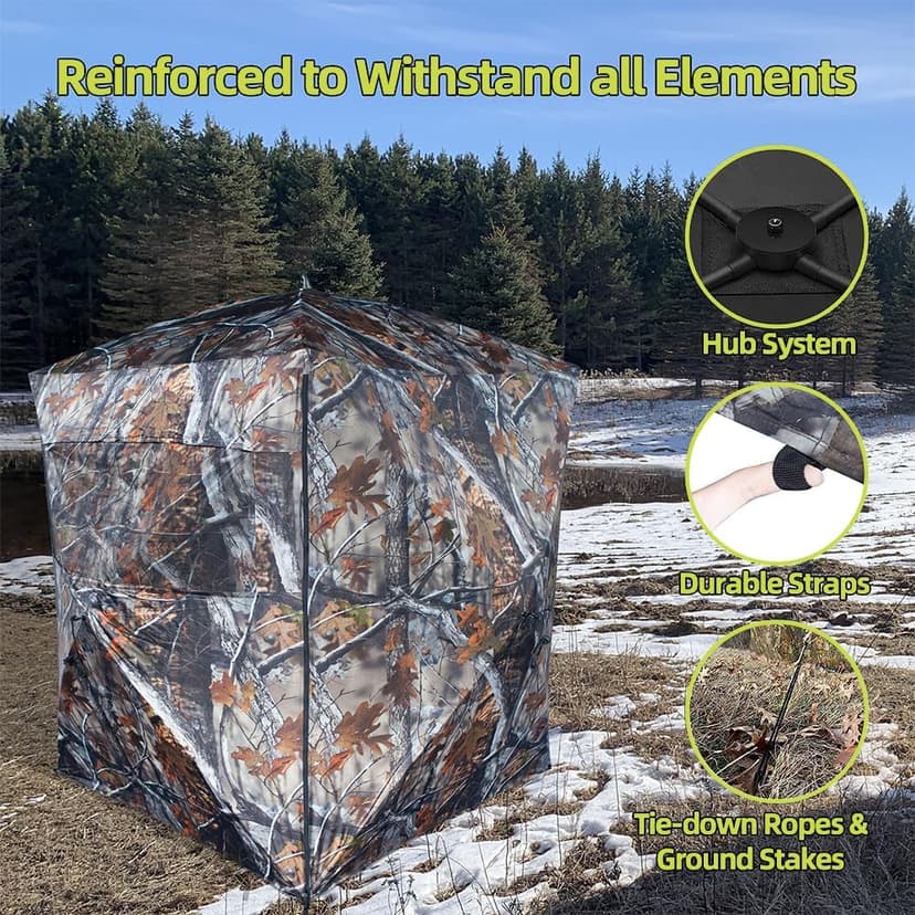 THUNDERBAY SPUR Collector 3 Person Hunting Blind, Portable Ground Blind with Silent Windows, Portable Durable Hunting Tent for Deer & Turkey Hunting