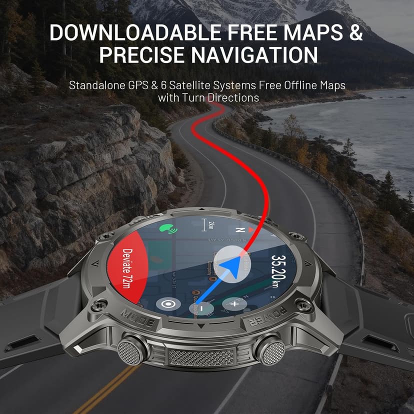 2026 AI Smart Watch with Standalone GPS & Offline Maps, 5ATM Waterproof, 1.43" AMOLED, 21-Day Battery, 178 Sports Modes, Compass, Heart Rate/SpO2/Stress/Sleep Monitor, for Android iOS Men Women Black