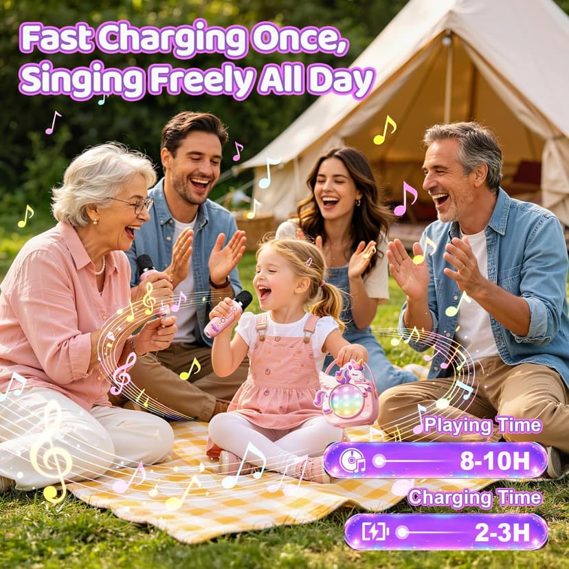 Birthday, Clear&Loud Sound, Portable&Mini, 2 Wireless Microphones, Kids Easy Use,4 Voice Changers, Bluetooth Speaker,Girl Toy Unicorn Karaoke Machine for Kids, Girl Gift Christmas with Gift Box B0GX5WRNBM