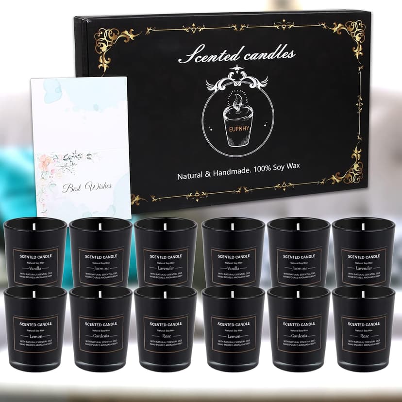 12 Pack Scented Candles Gift Set 2.5oz Strong Fragrance Aromatherapy Jar Candle Set Soy Wax Decorative Candles for Home Scented Candles Best Gifts for Women. B09MBW7JGL