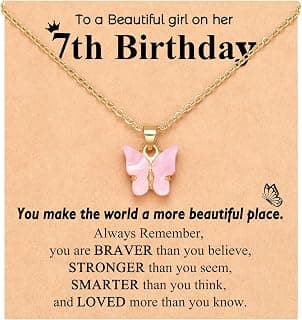 UNGENT THEM Pink Butterfly Necklace-Birthday Gifts for 5-11 Year Old Girl B0DZ6LL4Z9