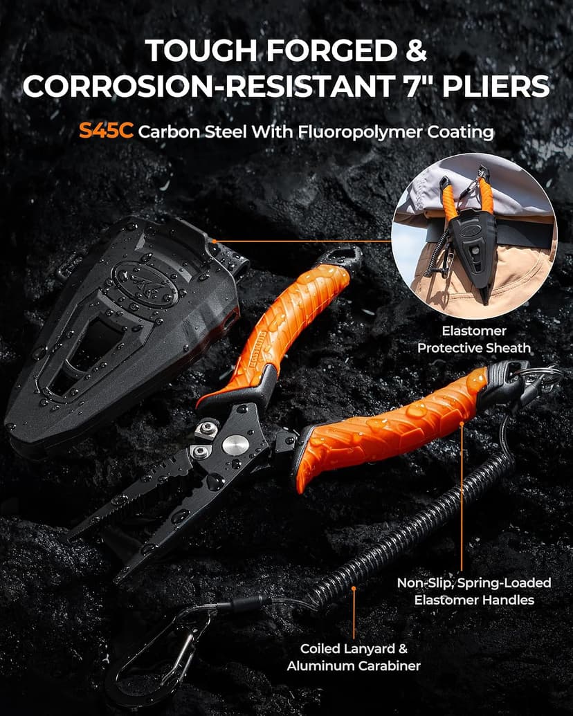 Corrosion Resistant Fishing Pliers, Fillet Knife, Scissors, 55 lb Floating Fish Lip Gripper, Multi-Function Fishing Tools KastKing SteelStream Fishing Tool Set, Fishing Gear B0F2FQ6CD9