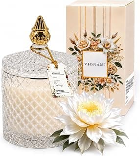 Decorative Soy Candles Birthday Gifts for Women, Elegant Glass Jar, 14.8oz, 80Hr Long Lasting Burn, Luxury Candles for Women VIONAMI Queen of The Night Rare Flower Fragrance Luxury Scented Candle Gift B0FBMNBQ3D