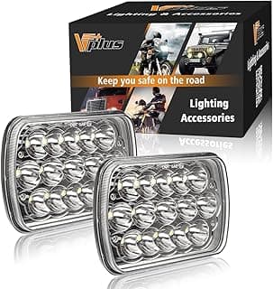 Partsam 2PCS Rectangle H6054 LED Headlights 5x7 7x6 Headlamp Hi/Low Sealed Beam H4 9003 Plug 6054 H5054 Compatible with S10 Blazer Express Van/Wrangler YJ XJ Cherokee Truck Van