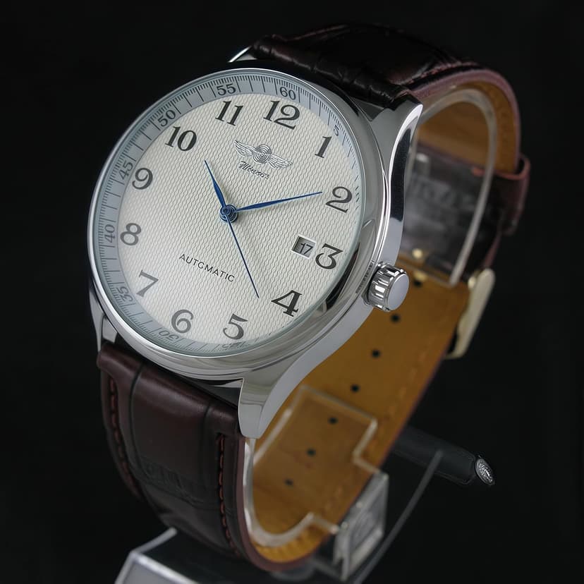 MASTOP Men's Classic Automatic Mechanical Day Calendar Luxury Leather Band Watch