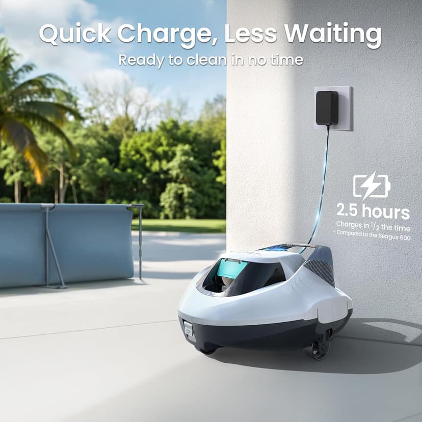 AIPER Cordless Robotic Pool Cleaner, Pool Vacuum Lasts 90 Mins, LED Indicator, Self-Parking, Ideal for Above-Ground Flat Pool up to 860 sq.ft