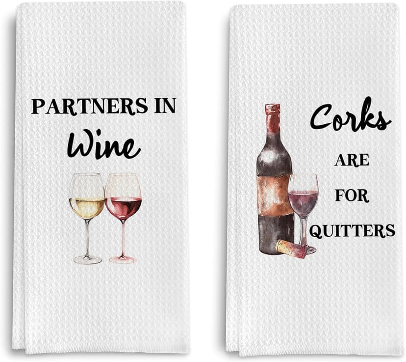 Funny Wine Kitchen Towel Set, Decor Gifts for Women & Wine Lovers, Funny Tea Towels, 2 x 16x24 Inch B0D7LD8TWX