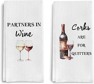 Funny Wine Kitchen Towel Set, Decor Gifts for Women & Wine Lovers, Funny Tea Towels, 2 x 16x24 Inch B0D7LD8TWX
