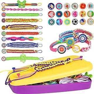 Friendship Bracelet Making Kit Toys, Ages 7 8 9 10 11 12 Year Old Girls Gifts Ideas, Birthday Present for Teen Girl, Arts and Crafts String Maker Tool, Bracelet DIY, Kids Travel Activity Set