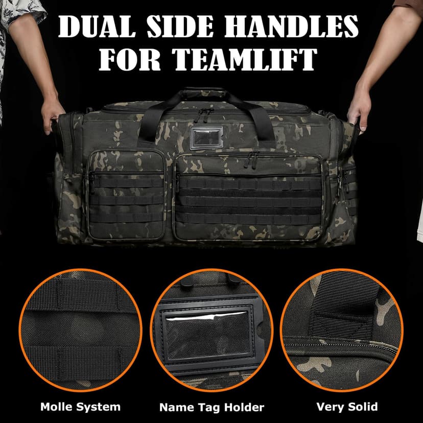 HAMBOLY 130L Extra Large Duffle Bag for Men, Heavy Duty Duffle Bag for Travel, Large Sports Gym Equipment Bag for Hockey Football Soccer Baseball Basketball & Team training, Dark CM