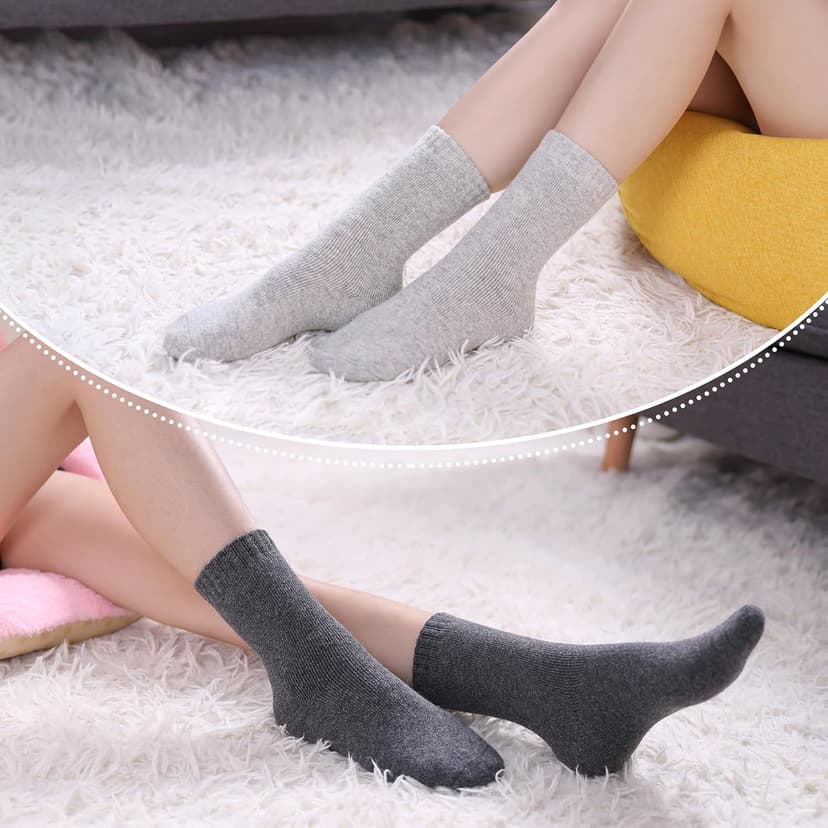 LINEMIN Wool Socks for Women Winter Warm Hiking Thick Warm Cozy Boot Crew Gift Socks 5 Pairs
