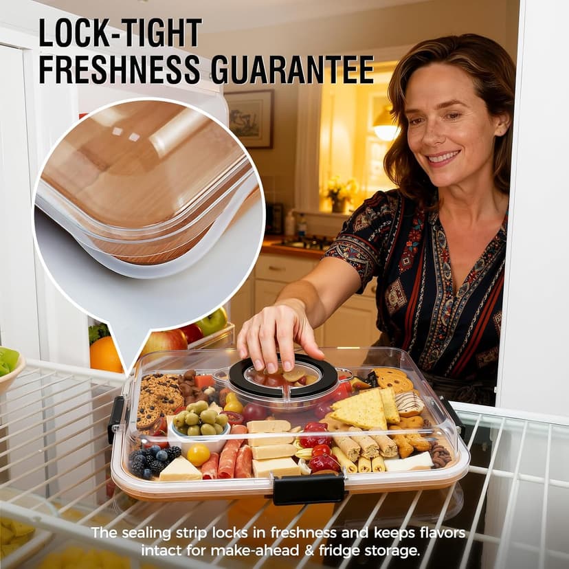 Clear Lid Keeps Food Fresh, Travel Portable Board for Kitchen, Picnic and Party, House Warming Gifts New Home Renmxj Portable Charcuterie Boards with Lid, Cheese, Veggie & Snack Tray B0DCK32SXQ