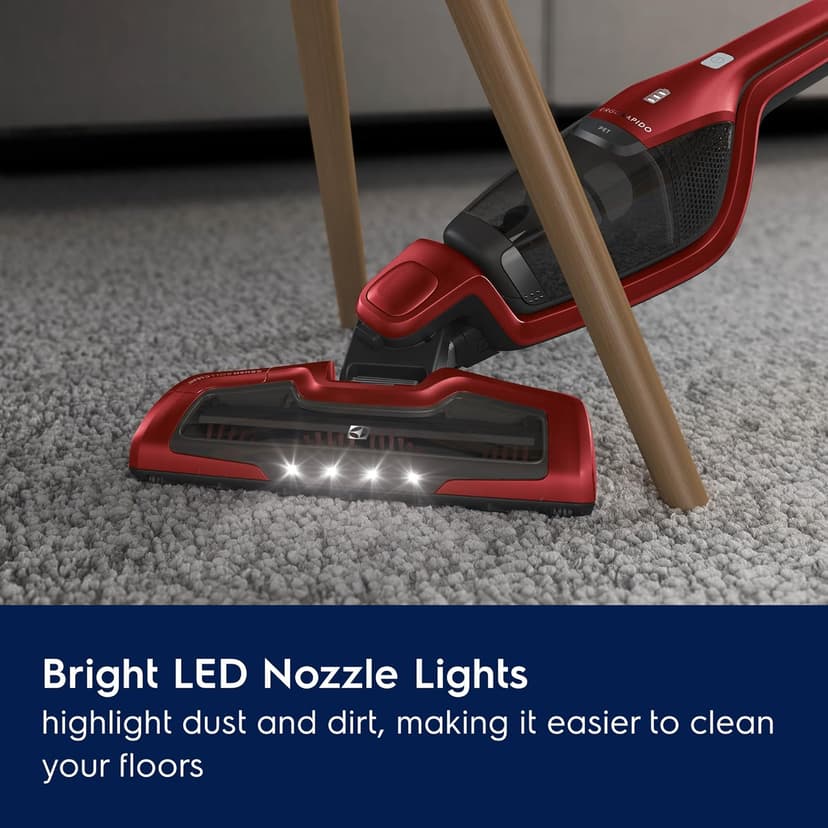 Electrolux Ergorapido Pet Cordless 2-in-1 Vacuum Cleaner with Motorized Pet Nozzle for Easy Pet Hair Removal, 48-Minute Run Time, 2 Power Modes, Chili Red