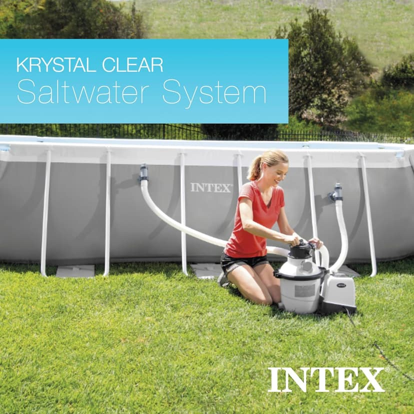 Intex Sand Filter Pump & Saltwater System for Up to 15,000 Gal Pools, Krystal Clear - Automatic Algae Control & Above-Ground Swimming Pool Cleaning