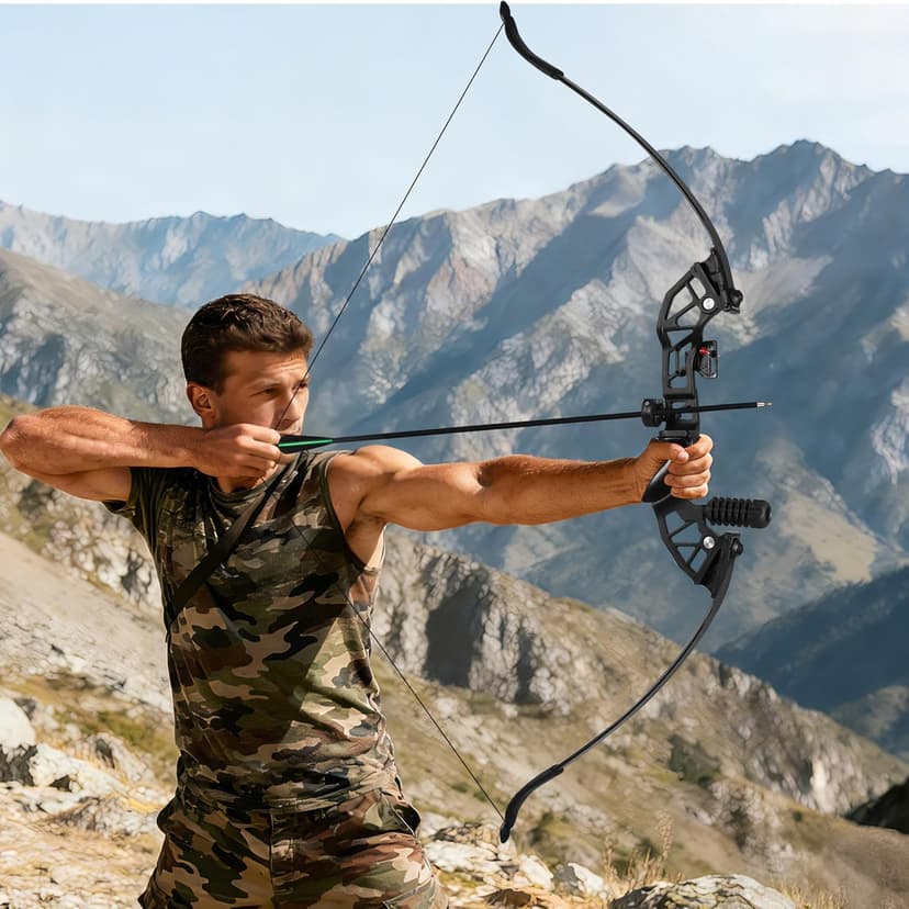 51" Recurve Bow and Arrow Adult Set, 40lb Takedown Archery Adult Bow Suitable for Outdoor Practice (Black)