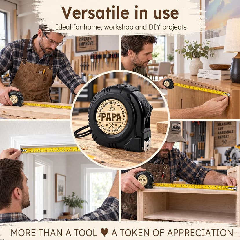 TUZELIYA Papa Birthday Gifts from Daughter Son, 16.5ft 5M Tape Measure Gifts for Him Men, No One Measures Up to You Papa, Daddy Presents, Dad Gifts for Christmas Fathers Day Thanksgiving B0HCZ5MCR9