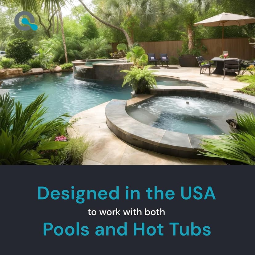 Eagle Ray Digital Water Testing Kit for Spa & Pool - Digital Hot Tub Water Tester by AquaDoc with Analyzer & Hot Tub Test Strips for Chlorine, Bromine, Total Hardness, pH and More