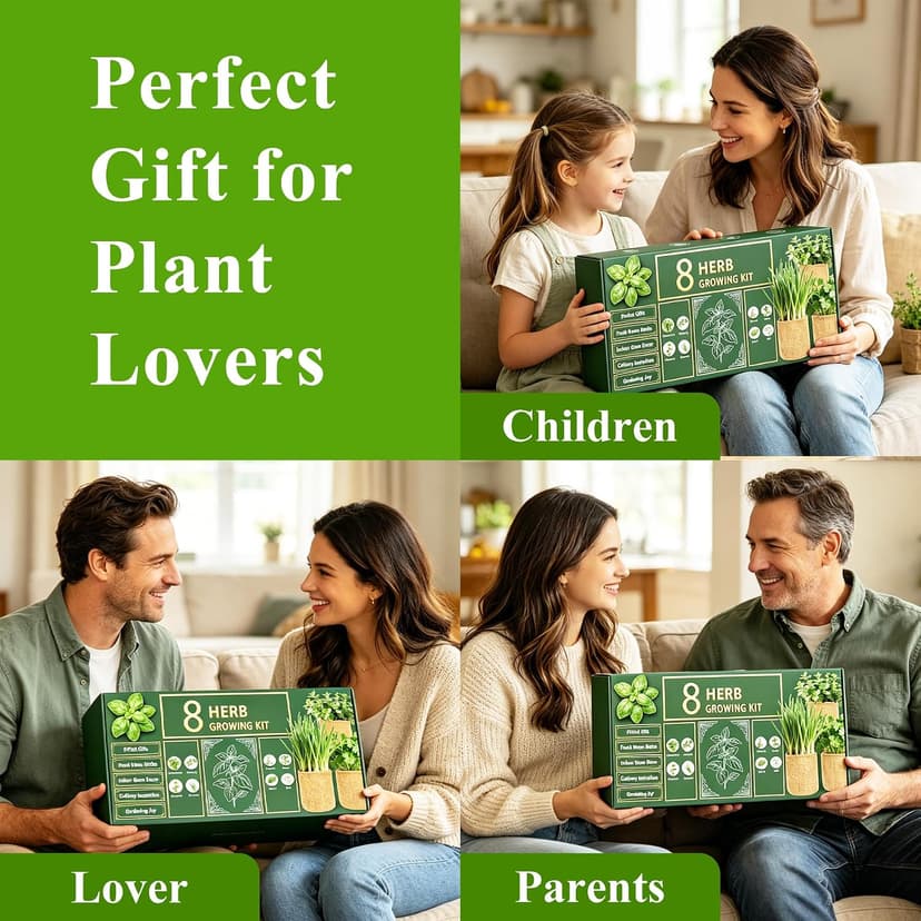 Indoor Herb Garden Kit, Culinary Herb Starter Kit with Seeds & Tools for Beginners, Kitchen Decor, House Warming Gifts for New Home, for Christmas, Ultimate Birthday Gifts for Women Men Mom Dad B0GR93MPX1