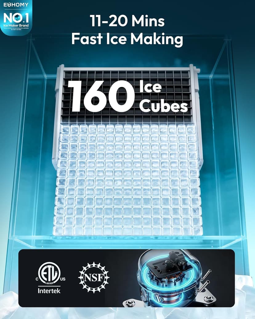 EUHOMY Commercial Ice Maker Machine 400Lbs/24H,ETL Approval, Industrial Ice Machine, 250Lbs Storage, Ice Ready in 11-20min, Stainless Steel Ice Maker for Bar/Cafe/Restaurant/Business