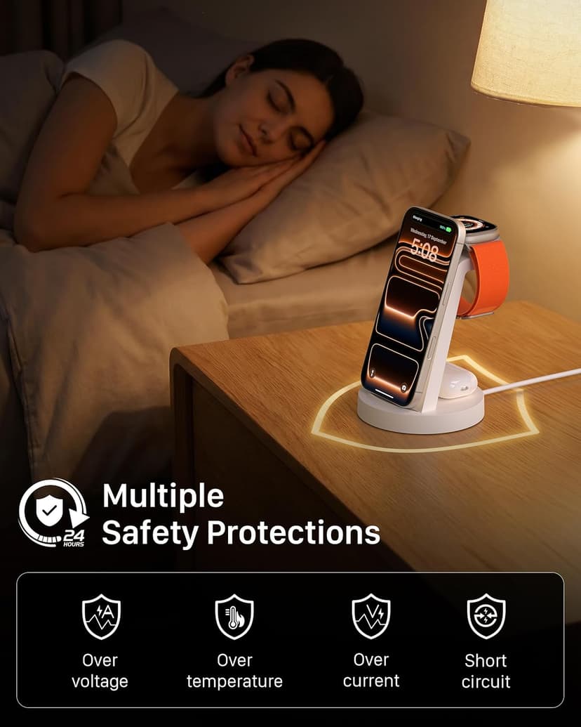 3 in 1 Charging Station for iPhone - Wireless Charger for Apple Products Multiple Devices - Charging Dock Stand for AirPods (for iPhone 17 16e 16 15 14 13 pro 12 11 X Max)